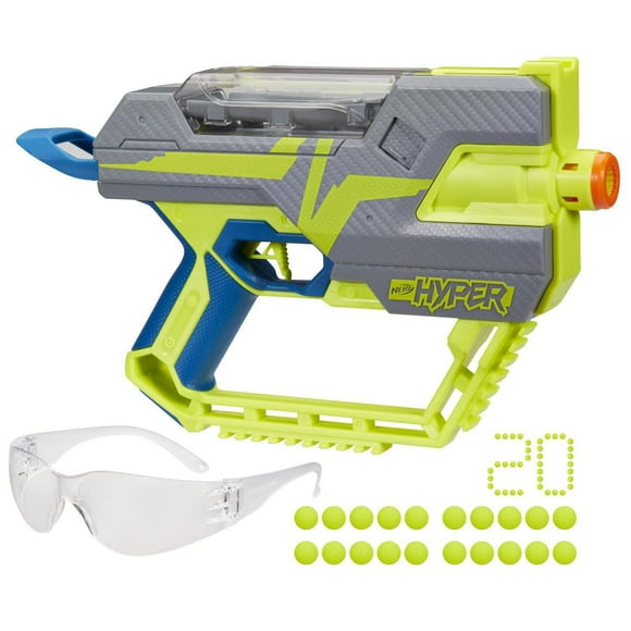 Nerf Hyper Fuel-20 Blaster, 20 Nerf Hyper Rounds, Up To 110 FPS Velocity, Hopper Fed, 20-Round Capacity, Easy Reload, Eyewear Included
