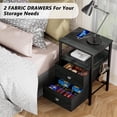 thumbnail image 6 of Nightstand Set of 2, Black Oak, with Charging Station and USB Ports, Side Tables with 2 Fabric Drawers, Bedside Tables with Storage Shelf & Hooks, for Living Room/Bedroom, 6 of 14
