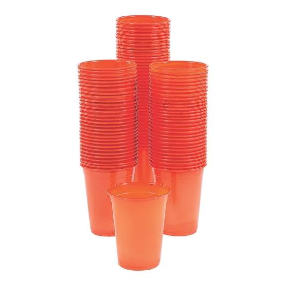 Bulk Orange Plastic Cups, Party Supplies, Party, 100 Pieces