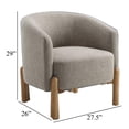 thumbnail image 5 of Barrel Style Accent Chair- Taupe Gray Polyester- Brown Wood Legs, 5 of 7
