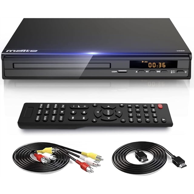 Reproductor de DVD, salida AV HDMI, reproductor de CD y DVD para TV, reproductor de DVD con NTSC/PAL, coatible con micrófono y entrada USB, el paquete iluye cabl HDMI/RCA y control