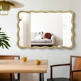 thumbnail image 6 of TEWLOSS Wavy Mirrors Wall Mirror, 36"x24" Bathroom Mirror Wood Framed, Natural, 6 of 11