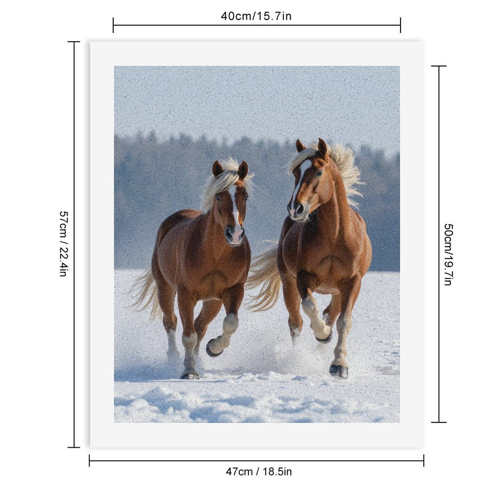 Paint By Numbers Kit for Adults Beginner - DIY Brown Horses Running In Snow Canvas Painting Kits for Adults, Frameless Paint By Number for Adults for Home Wall Decor 16x20 Inch