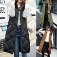 thumbnail image 2 of comerut Women Winter Vest Padded Zipper Sleeveless Hooded Solid Color Keep Warm Thick Midi Length Winter Down Coat for Daily Wear, 2 of 7