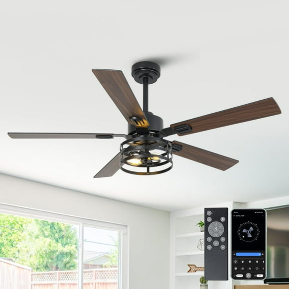 Ventilador de techo Parrot Uncle, 52 pulgadas, rústico, motor DC, 6 velocidades