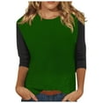thumbnail image 2 of Basic T Shirts for Women Women's Fashion Casual Loose Regular 3/4 Sleeve Colored Round Neck Top, 2 of 5