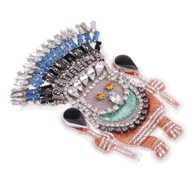 Indian Chief Beaded Rhinestones Patch Clothes Bag Apliques Para Manualidades De Bricoje Sunnimix Parche con cuentas de diamantes de imitación