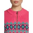 thumbnail image 4 of Heart N Crush Women’s Pattern Zip Pullover Sweater, 4 of 5
