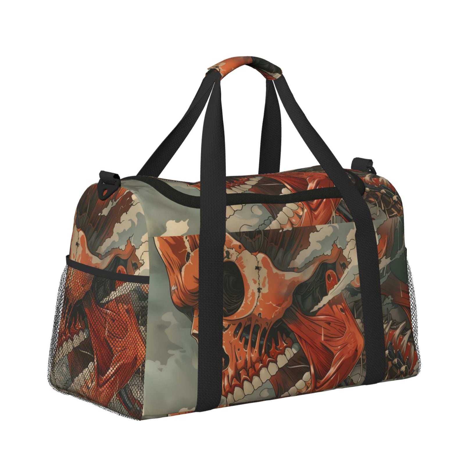 Fuzoiu Gigantic Skull In Clouds Print Travel Duffle Bag,Carry On Tote Bags,Duffel Bag,Sport Gym Bag, Hospital Bag for Labor and Delivery, Overnight Bag,Luggage Bag