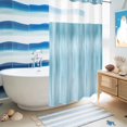 thumbnail image 5 of No Hook Shower Curtain, Teal Blue Shower Curtains for Bathroom with See Through Top Window, Modern Abstract Art Ombre Striped Waterproof & Washable Bath Curtain Stand Up Stall 36"x72", 5 of 9