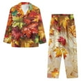 thumbnail image 3 of SCRAWLGOD Fall Decor Maple Leaf Print 2 PCS Men's Pajama Sets Mens Long Sleeve Pajama Set with Elastic Band Wrinkle-Free Lightweight Notched Collar Sleepwear with Pockets, 4XL, 3 of 6