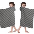 thumbnail image 4 of Gray and Black Checkerboard Pattern Hooded Bath Towel，60"x35" for Ages 3 To 12 Kids, Quick Dry Lightweight Soft Microfiber Hood Beach Towel Cover Up for Kids, 4 of 7