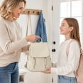 thumbnail image 6 of 12.6in Drawelry Laptop Backpack for Women, Waterproof Large Bag with 4 Compartments and 8 Zip Pockets, Multifunctional Storage Casual Rucksack with Sturdy Handle, Chic Daypack for Travel, Work, 6 of 7