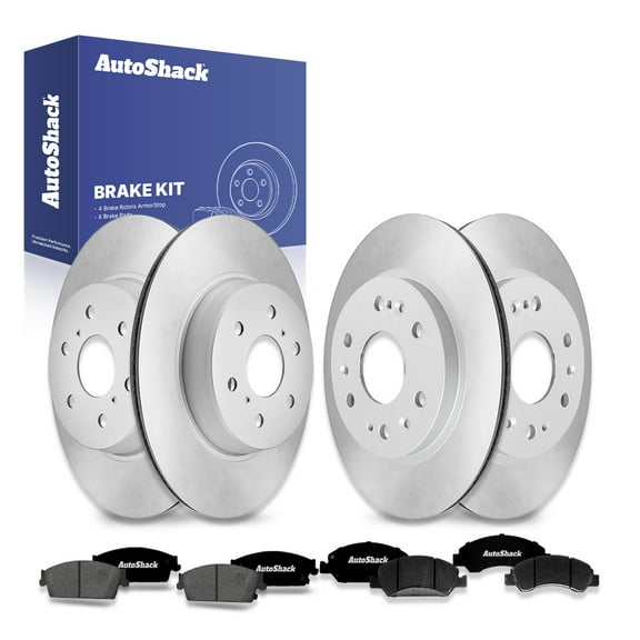 AutoShack Front & Rear Brake Rotors Premium Ceramic Brake Pads | Replacement For Chevrolet Silverado 1500 Tahoe Suburban 1500 GMC Sierra 1500 Yukon 4WD RWD | Coated | 12-PC Brake Kit | ArmorStop