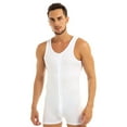 thumbnail image 2 of Aiihoo Men's Soft Cotton Sleeveless Front Button Teddy Bodysuit Leotard One Piece Stretchy Jumpsuit White M, 2 of 7