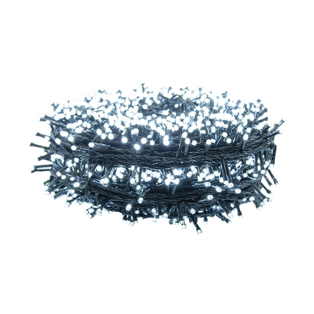 Serie Navideña 2000 Led Luz Blanca 90mts Cable Verde 8 Modos