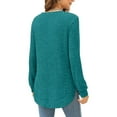 thumbnail image 5 of Breezora Women's Fall New Round Neck Drop Hem Pullover Sweater Loose Fit Comfortable Knit Top Curved Hem Design M Size Green, 5 of 9