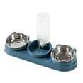 thumbnail image 4 of Comederos triples para gatos con inclinación de 15 degree y botella de agua automática. Comederos y bebederos para gatos. azul oscuro, 4 of 8