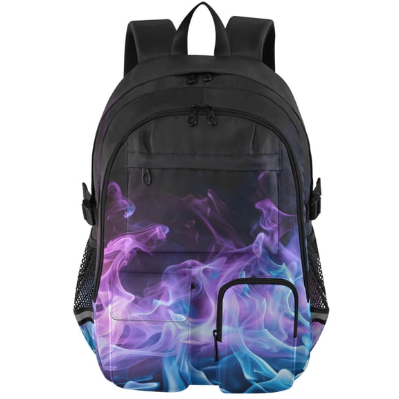 ALAZA Blue Purple Flame Print Student Backpack School Bookbag Large Laptop Daypack Travel Bag