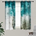thumbnail image 2 of Teal Blackout Curtains Bathroom Window Curtains Abstract Art Painting Watercolor Blackout Curtains 2 Panels Window Treatment Set For Bedroom Grommet Top 26"W x 63"L (Pack of 2), 2 of 6