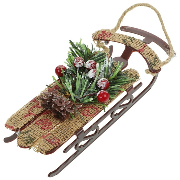 Christmas Miniature Sled Model 1 Set Hanging Sleigh Decoration for Tabletop Display