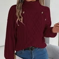 thumbnail image 5 of Sweaters for Women 2025 Fall Winter Long Lattern Sleeve Turtleneck Knitted Sweater Jumper Top Womens Pullover Sweaters, 5 of 8