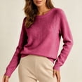 thumbnail image 6 of IUYRTFE Women's Round Neck Rhinestone Embellished Knit Sweater – Long Sleeve Crew Neck Pullover Top for Fall Winter Casual Daily Wear, 6 of 9