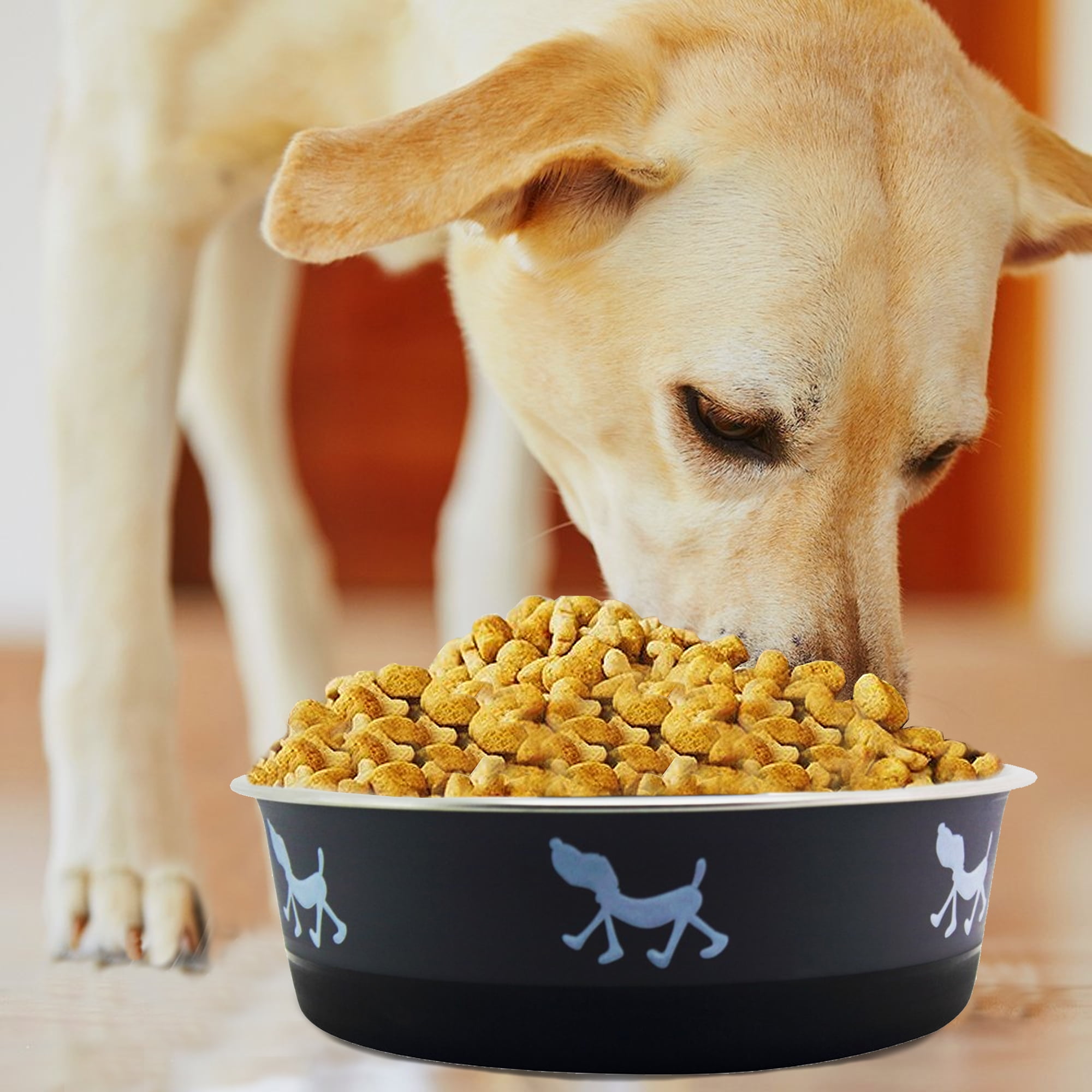 Pefilos 28.7 oz Stainless Steel Pet Bowl with Anti Skid Rubber Base and Dog Design, 6.69"x3.54" Dog Bowls for Small Dogs, Gray Pefilos 28.7 oz Stainless Steel Pet Bowl with Anti Skid Rubber Base and Dog Design, 6.69"x3.54" Dog Bowls for Small Dogs, Gray