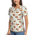 thumbnail image 5 of Yiaed Squirrel Playing Print Women's T Shirt V-Neck Short Sleeve Shirt Casual Breathable Tee Summer Tops-X-Large, 5 of 5