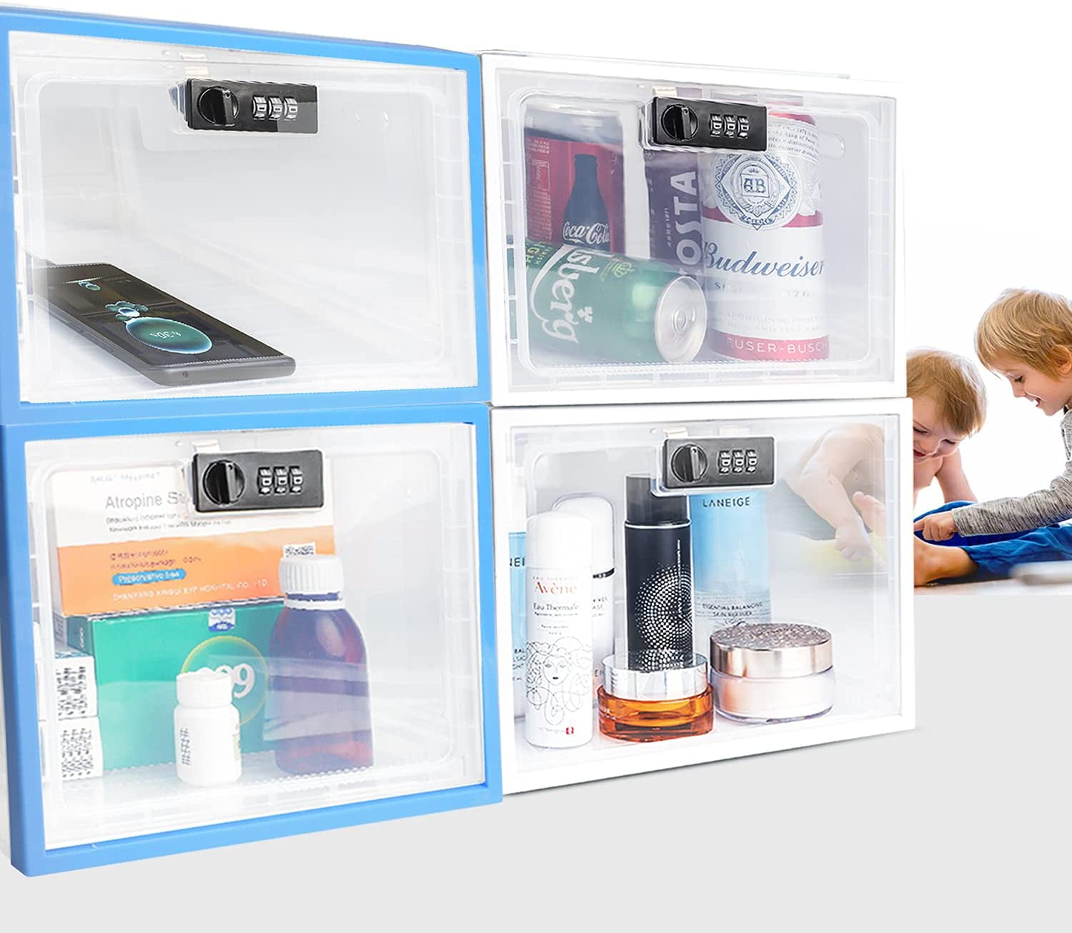 Habit Control Refrigerator Lock Box - Combination Locked Snack Container for Fridge, Food Safe Storage, Cell Phone Jail, Medication Lockbox Plastic, Large Fridge Lock Box 11.9x9.3x7.6 in (Clear)