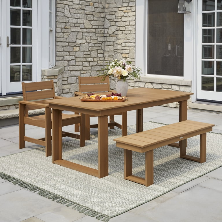 Better Homes & Gardens Ezra Outdoor HDPE Dining Table, Teak