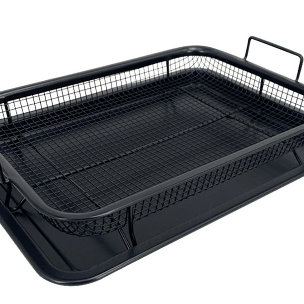 Bandeja De Hornear Bandeja para hornear en microondas Cestas para barbacoa Herramientas Accesorios para freidoras de aire (rectángulo negro) Likrtyny Libre de BPA
