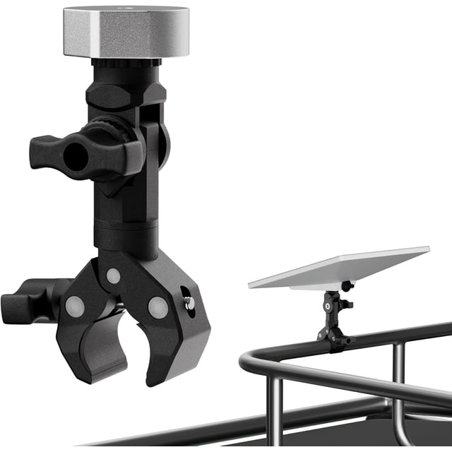 HLONK Portable Starlink Mini Clamp Mount Adjustable Universal Pole Clamp with Pipe Adapter Compatible with Starlink Mini Dish for RV Yacht Van Camper Marine