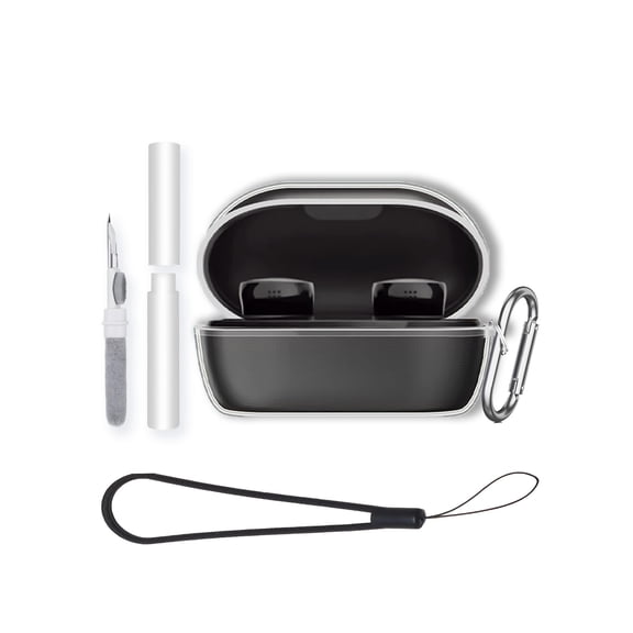 TPU Protective Case for Bose Quiet Comfort Earbuds,Shockproof & Anti-Scratch Cover with Keychain,Lanyard & Cleaning Kit,Anti-Lost & Dustproof Protector-CLEAR