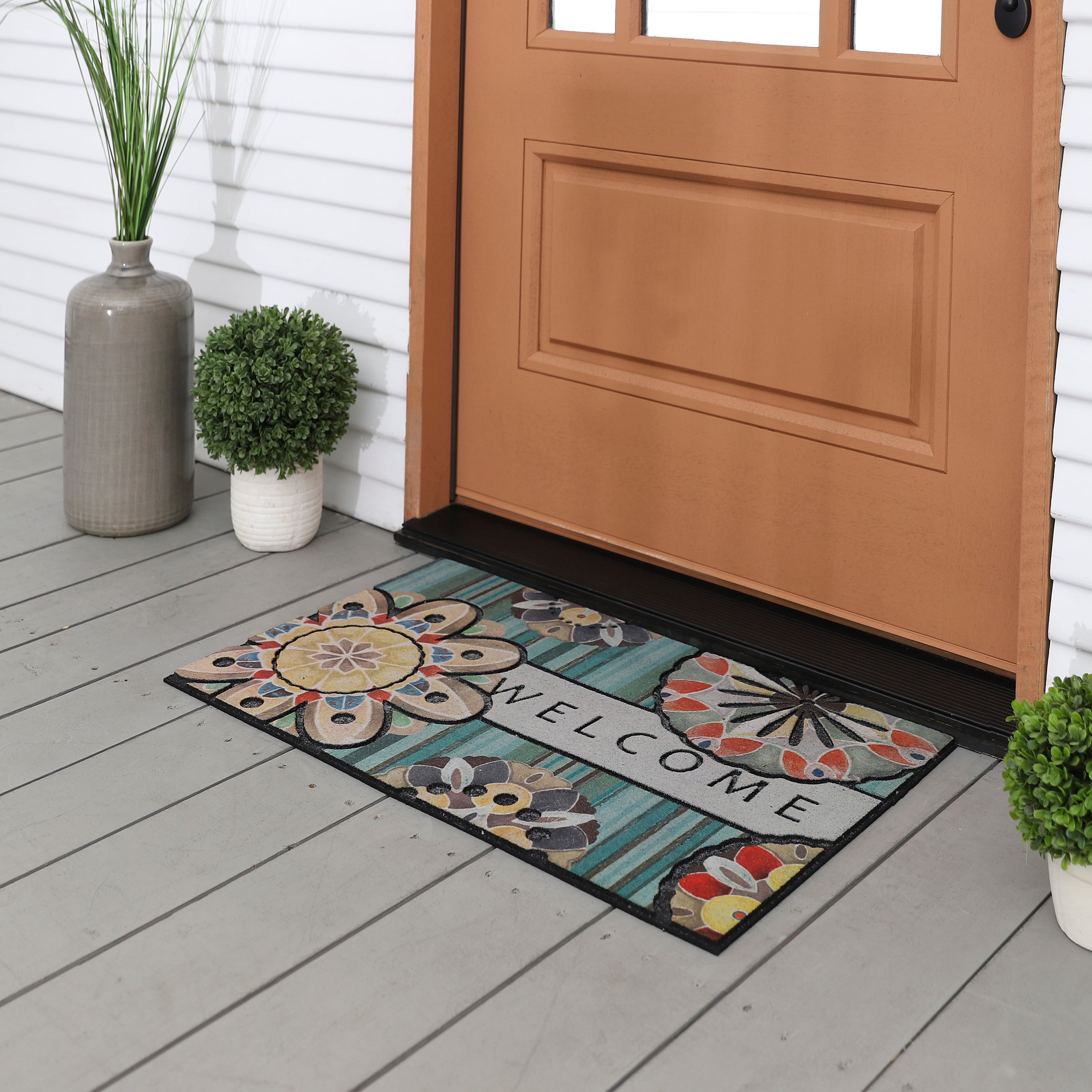 Mohawk Home Doorscapes Mat Playful Medallion Welcome Mat Scatter, 1'6"x2'6", Blue