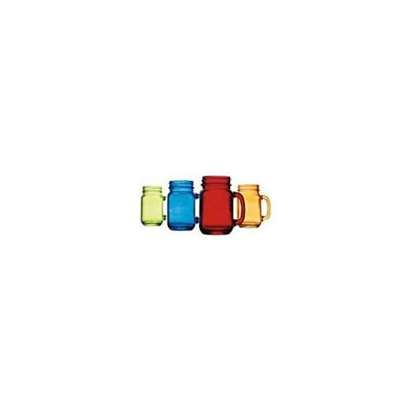 Colored Jars - Home Essentials & Beyond Assorted Colored Handled 16 oz Mason Jars (Set of 4), Clear