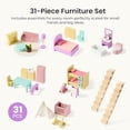 thumbnail image 2 of Tiny Land Wooden Dollhouse for Girls - 6 Rooms Wooden Doll House, DIY Pretend Doll House with 31Pcs Furniture Accessories, Creative Gift for Girl Ages 3+, Unicorn Purple, 2 of 6