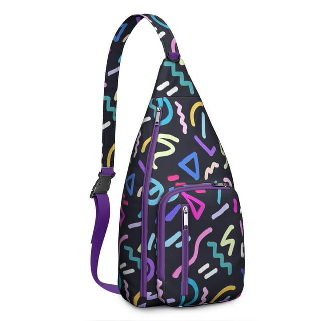 Fashion Forward Sling Backpack - Runway Inspired Abstract Print Shoulder Bag, Anti-Theft for Urban Life