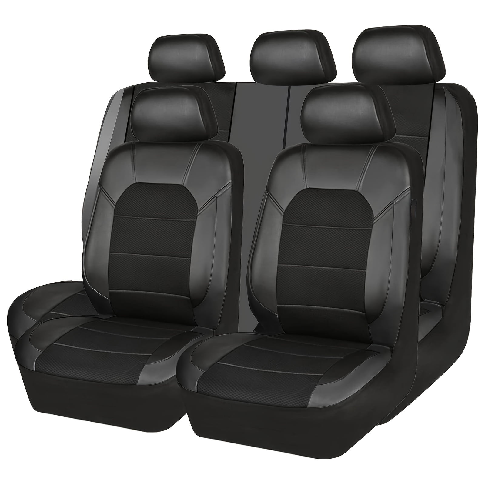 5 Seat Covers Universal Car Seat Cover Full Set Front Rear Cover Fit Solid 40/60, 60/40, 50/50 Split Bench