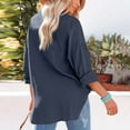 thumbnail image 6 of Mohiass Oversized Button Down Shirts for Women Cotton Linen Boyfriend Long Sleeve Work Blouses Tops Navy 3XL, 6 of 7