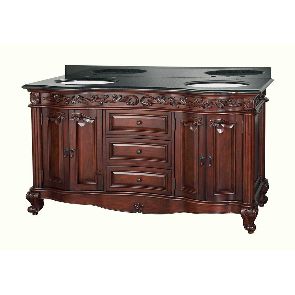 Pegasus ETGVT6022D Estates 61" Vanity in Rich Mahogany w/ Granite
