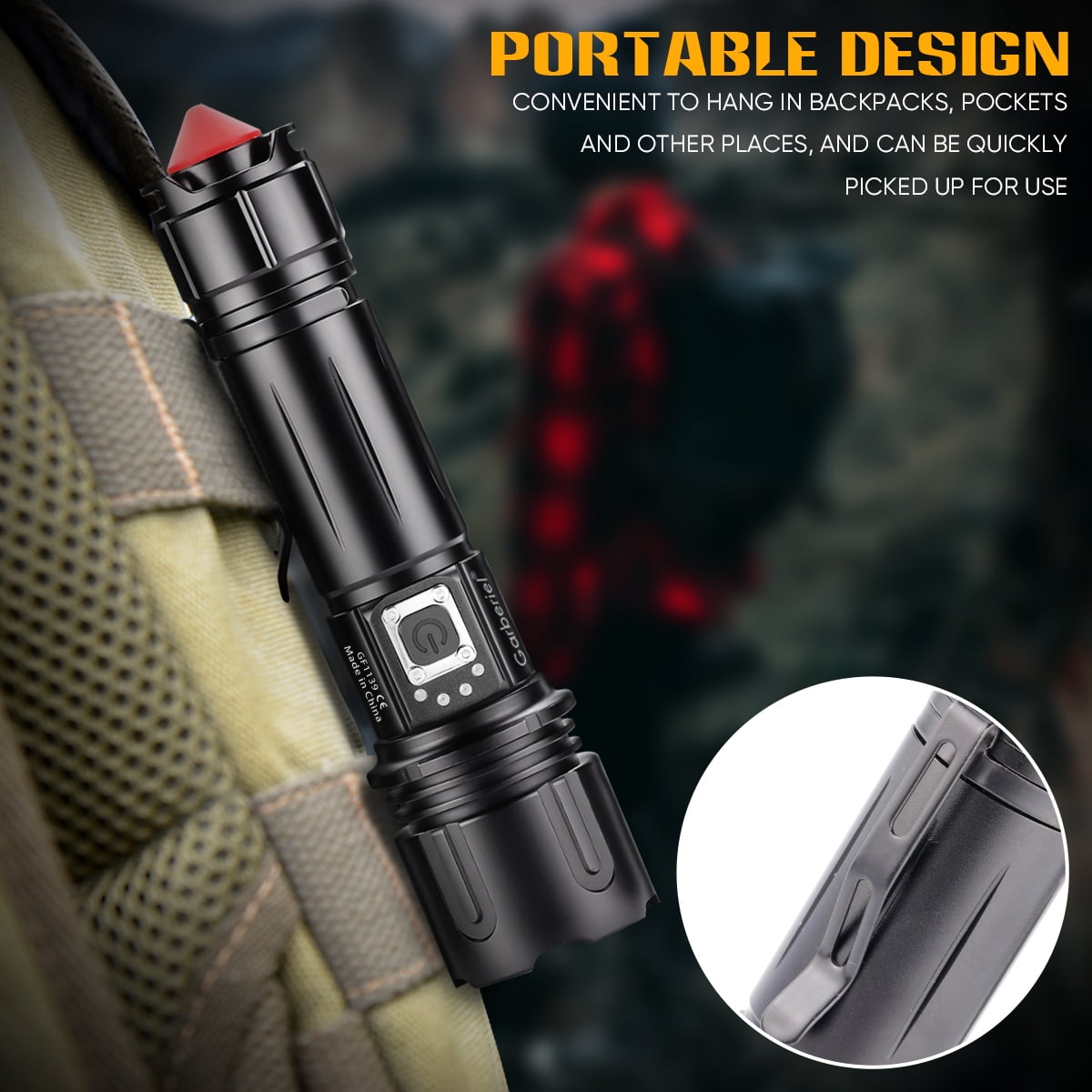 Garberiel Waterproof Powerful LED Flashlight 30000 High Lumens Zoom Super Bright Torch 26650