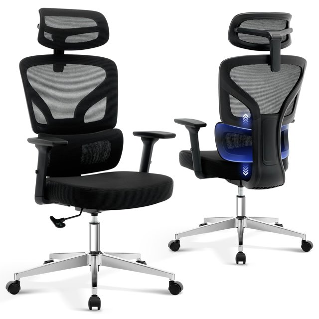 Office Chair Ergonomic Desk Chair - Home Mesh Office Desk Chair with Adjustable Lumbar Support, High-Back Computer Gaming Chair with Headrest 3D Armrests, Rolling Swivel Task Chairs for Home, Office