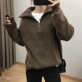 thumbnail image 4 of Vedolay Women Sweater Womens Crewneck Oversized Knit Warm Side Slit Pullover Sweater,Brown One Size, 4 of 5