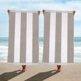 thumbnail image 3 of Superior Cabana Striped 2-Piece Oversized Cotton Beach Towel Set, Light Grey, 3 of 9
