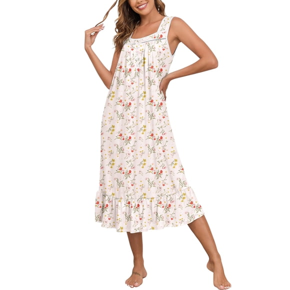 Camisón APRRAIN para mujer, sin mangas, blanco victoriano, talla M