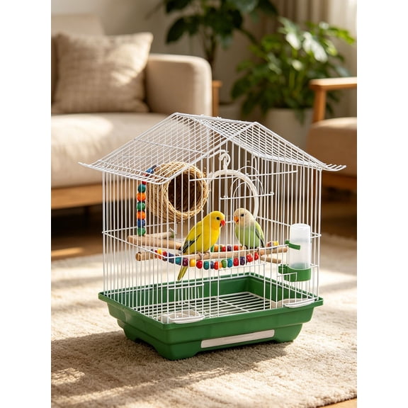 Fuilayi Hanging Bird Cage, Lightweight Easy-Clean Metal Cage with Perch for Parakeets and Canaries
