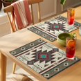 thumbnail image 4 of Brown Theme Pattern Placemats Set of 4 Retro Bohemian Square Abstract Geometric Heat Insulation Washable Place Mats, Rustic Non-Slip Table Mats for Dining Table Party Kitchen Decor,13x19 Inch, 4 of 9