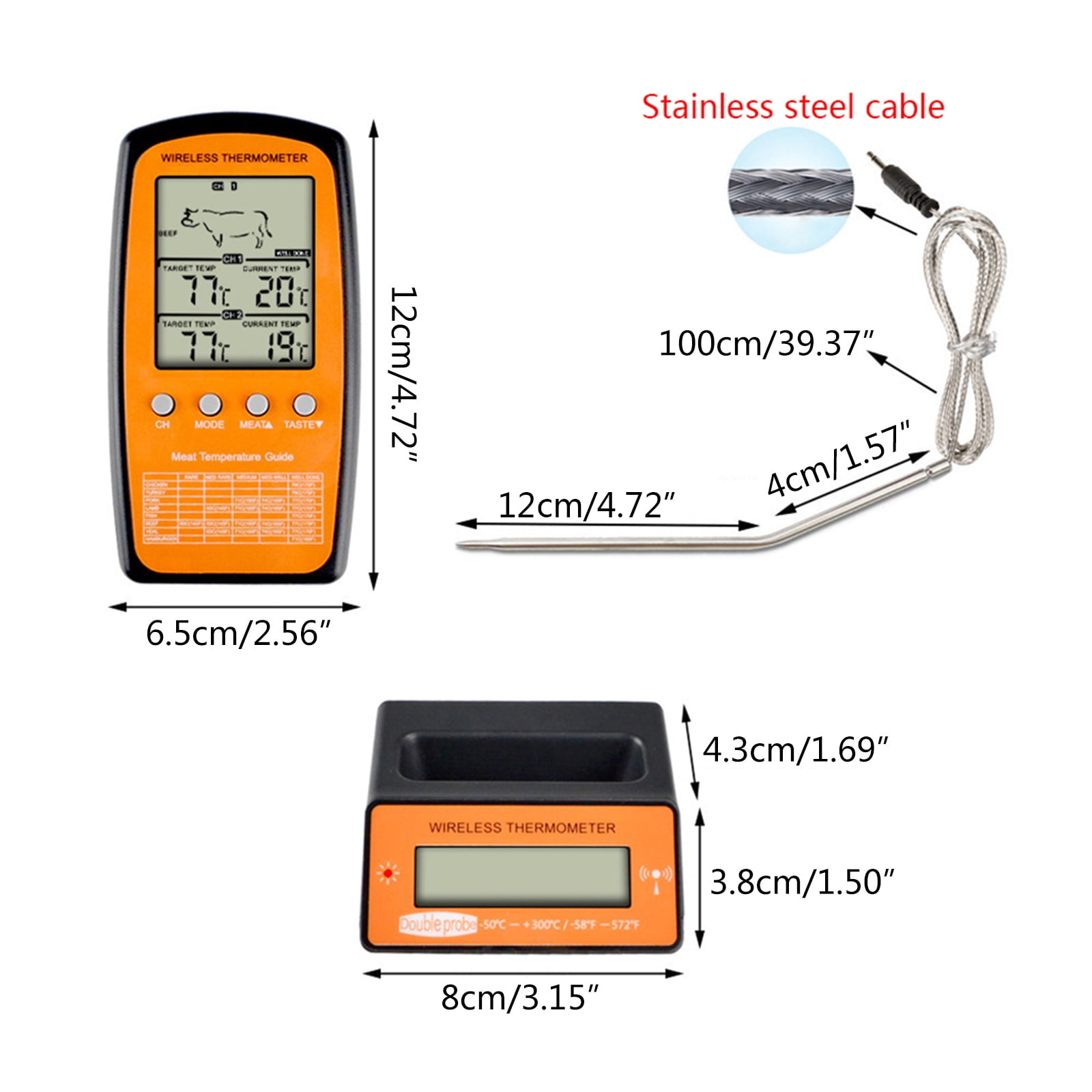 MOMOJIA Wireless Meat Thermometer Convenient Digital BBQ Thermometer Kitchen Thermometer