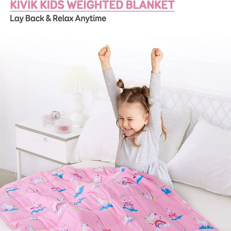 Sivio lbs Kids Weighted Blanket, Cooling, Soft Pink Unicorn 36